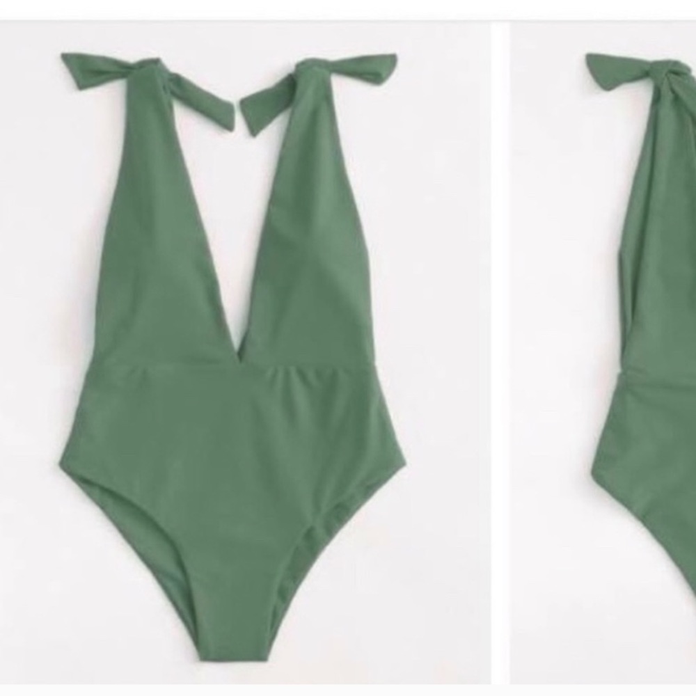 Tie up Olive One Piece Swimsuit
